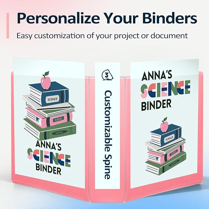 Sooez BinderX Extra Durable 3 Inch 3 Ring Binder, D-Ring Large Binders