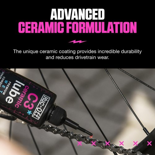 Muc-Off C3 Ceramic Wet Bike Chain Lube - Ultimate Protection for Smooth Performance | 120ml