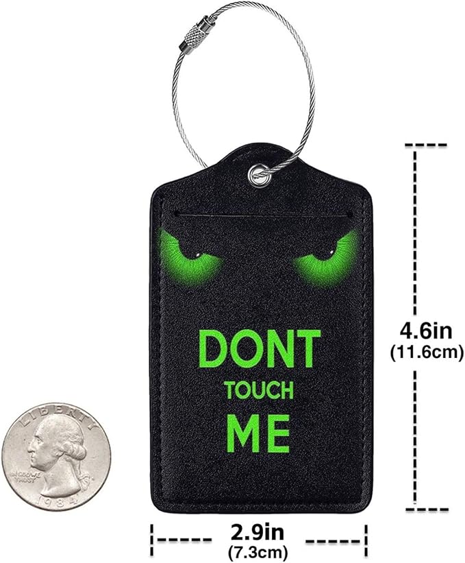 2 Pack Luggage Tags for Suitcase, Privacy Cover ID Label with Stainless Steel and Address Card for Travel Bag Backpack Cruise Ship Essentials Tag Boys Girls Kids - Funny Dont Touch Me