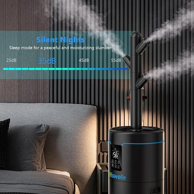Large Humidifiers for Bedroom, 4.5 Gal Cool Mist Humidifier for Large Room Whole House with Remote Control, 800mL/h Output, 48H Runtime, Auto Humidistat, Wheels, Timer, Essential Oil Tray