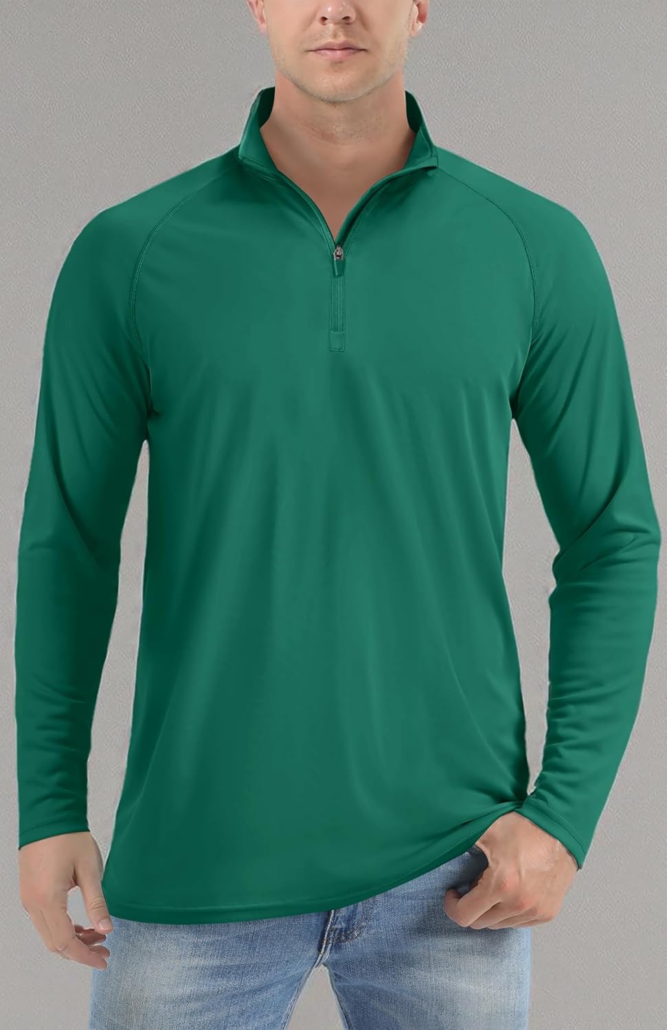 TACVASEN Men's Athletic Long Sleeve Shirts - UPF 50+ Sun Protection Pullover Zip | Outdoor Running T-Shirts
