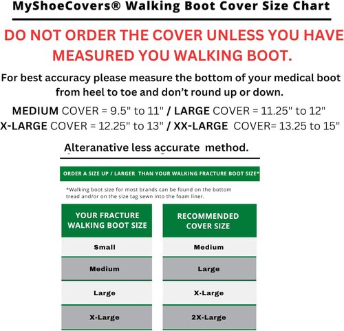 MyShoeCovers Fracture Walking Boot Cover - Durable Black Design, Large Size