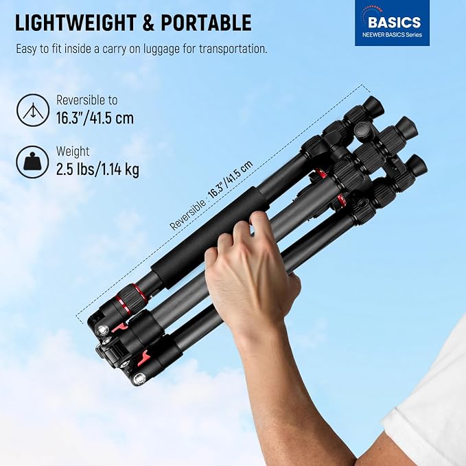NEEWER Basics Carbon Fiber Travel Tripod Monopod, Arca Type Ball Head, Max Load