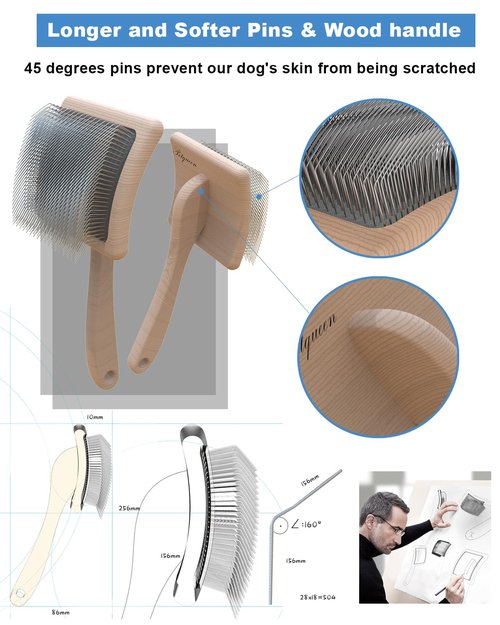 Dog Slicker Brush - Professional Grooming Tool for Large Doodles | Effortlessly Removes Tangles & Mats - 3.8"x3.2" Head