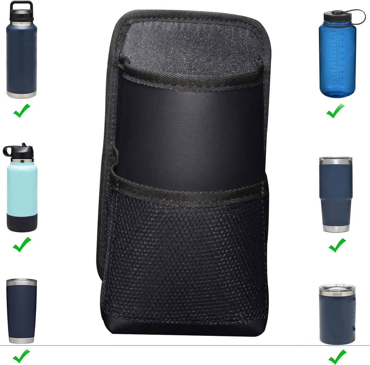 Large Car Cup Holder Expander Water Bottles, Big Drinks Holder Bag(Black)