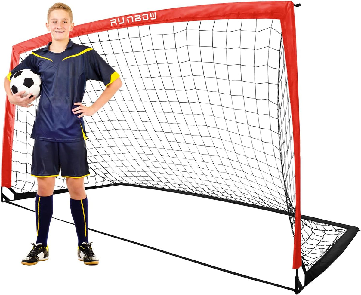 RUNBOW 9x5 FT Portable Kids Soccer Goal - Folding Soccer Net with Carry Bag for Indoor/Outdoor Training