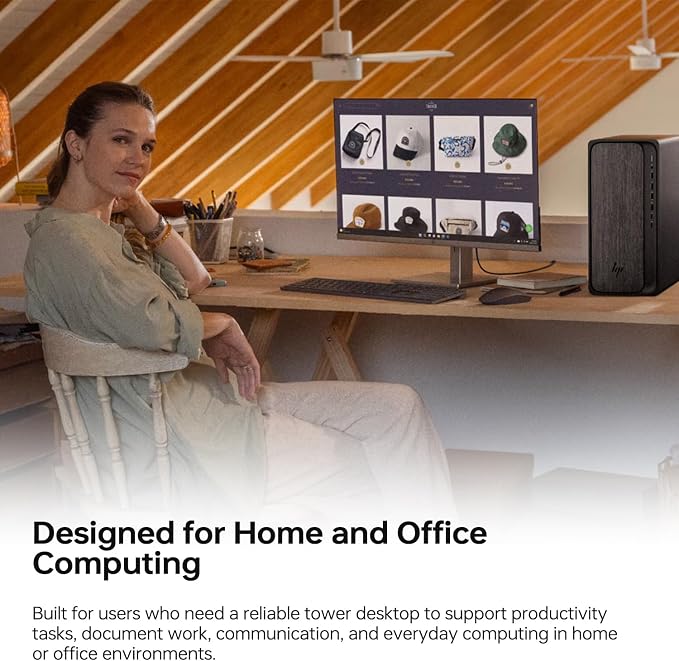 HP OmniDesk M02 Tower Desktop for Professionals, AMD Ryzen 7 8700G Performance for Productivity & Multitasking, 32GB DDR5 RAM, 2TB SSD, W11P, Wireless KB & M, Bundle with ADATA 64GB USB Flash Drive