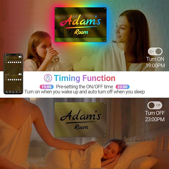 Personalized Name Mirror LED Light with Remote, RGB Custom Name Light Up Signs for Bedroom, Color Changing LED Mirror Name Signs Party Music Sync, Neon Sign Customizable Smart APP Control
