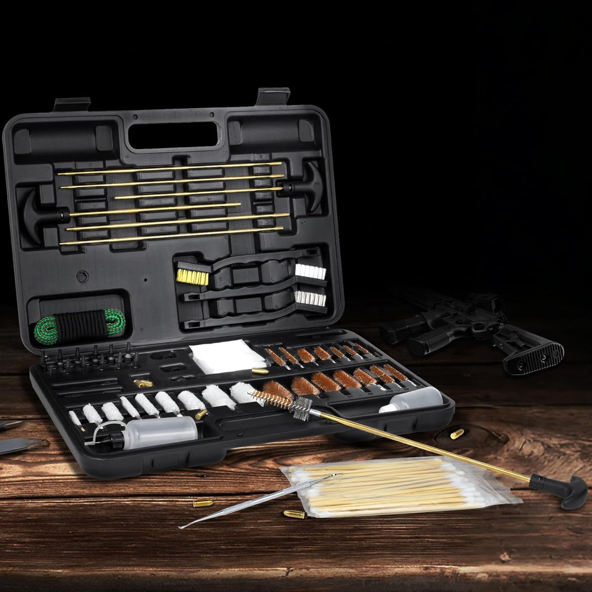 Skiennix Gun Cleaning Kit - Universal All Caliber Rifle & Handgun Cleaner with Brass Rods & Carrying Case