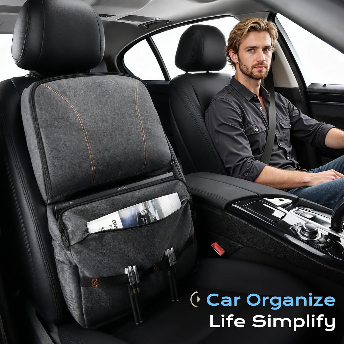 Coverado Backseat Car Organizer 2 Packs, Heavy-Duty Durable Dual-Way Use Car Back Seat Organizer Waterproof with Multi Pockets, Zipper Closure Design, Protect Valuables from Spills, Keeps Car Tidy