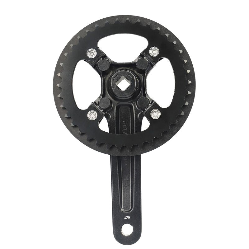 WEEROCK Mountain Bike Crankset Steel 1 Piece 38T Charing Single Alumininum Alloy Cover Crank Set with 170mm Arm 104 BCD, Compatible with Single Speed Bicycle and 6/7/8/9/10/11 Speeds MTB Bike, Black