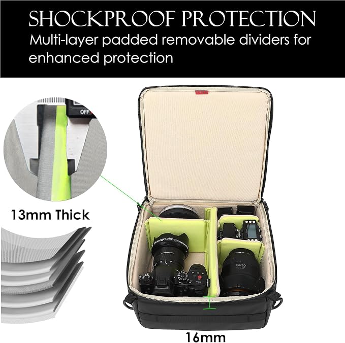 Camera Insert Bag, Shockproof &Pressure-proof Dual Opening Padded Camera Lens