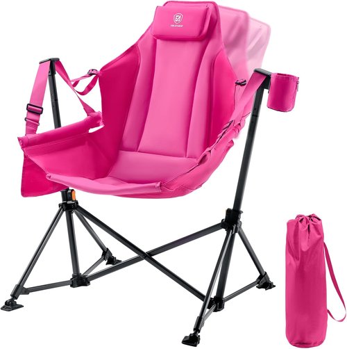 Ever Advanced Padded Oversized Hammock Chair - Compact Heavy-Duty Swing with Storage Pockets | Supports 400lbs, Pink