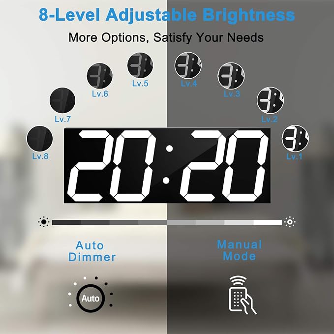 CHKOSDA LED Large Digital Wall Clock, Oversize Wall Clock