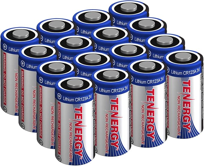 Tenergy 3V CR123A Lithium Battery, High Performance 1500mAh CR123A Cell
