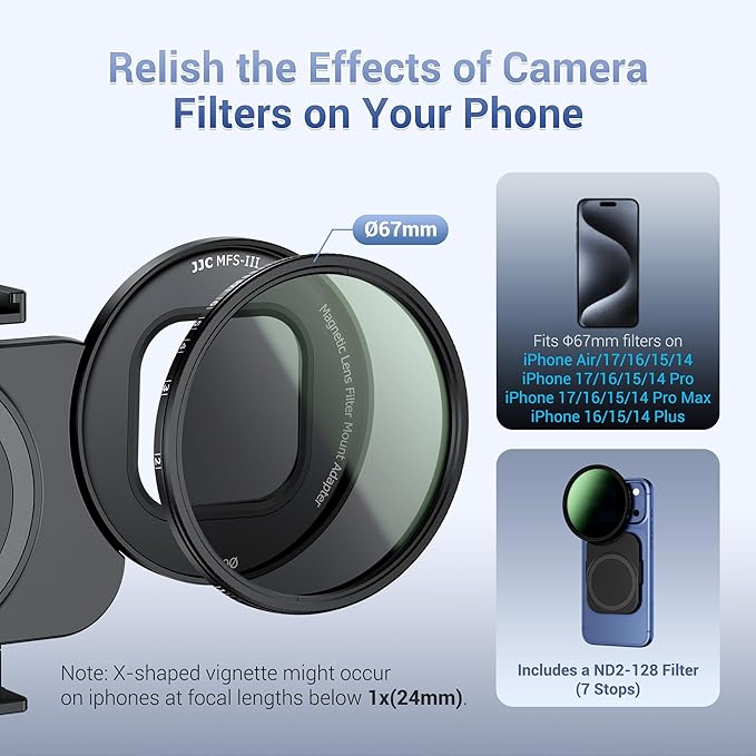 JJC 67mm ND Filter for iPhone, Magnetic Lens Filter Mount