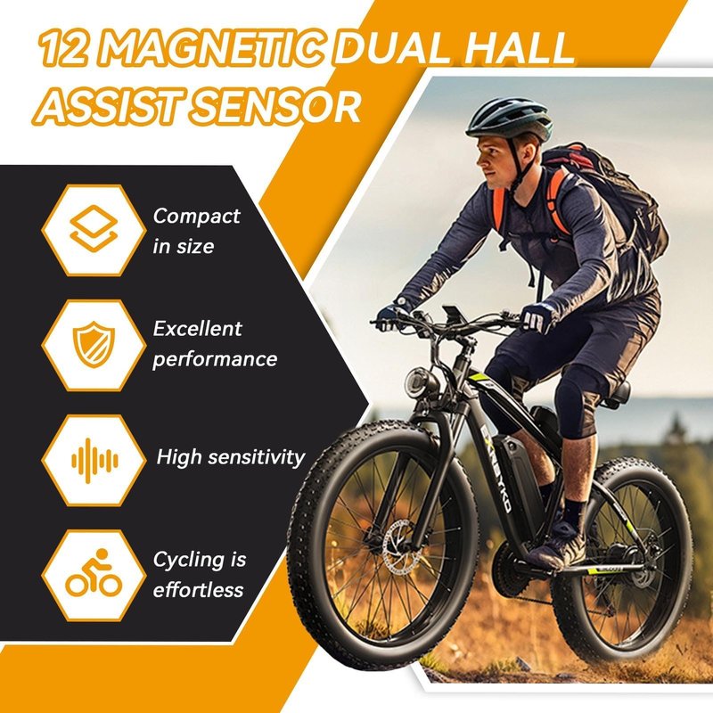 Pedal Assist Sensor, Bike Pedal Assist Kit Electric Assistant Speed Sensor with 12 Magnets Cycling Accessories for Road Mountain Bike