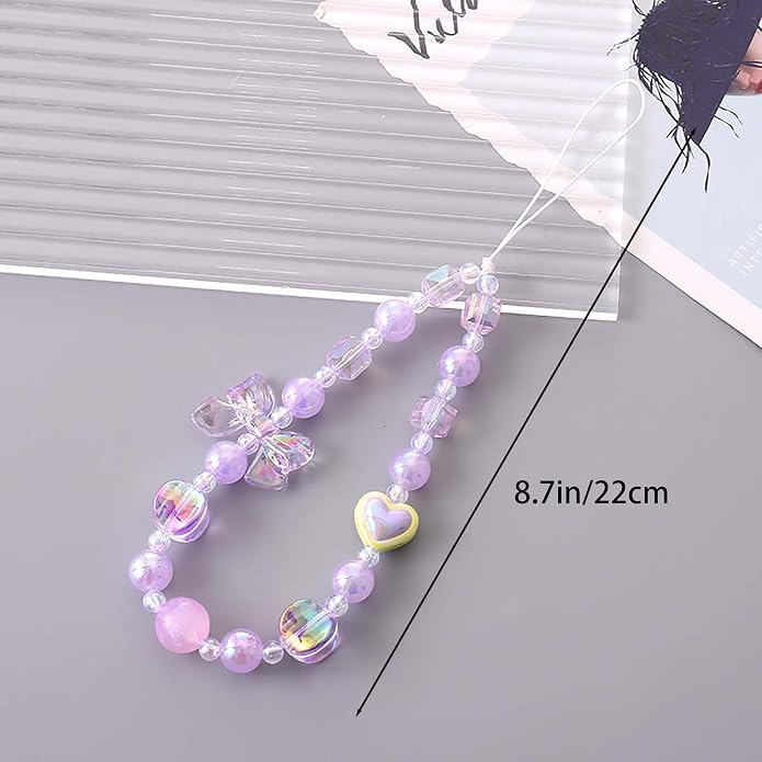 Beaded Phone Charm Lanyard Strap Girly Style Fixed Beads Pearl Lanyards