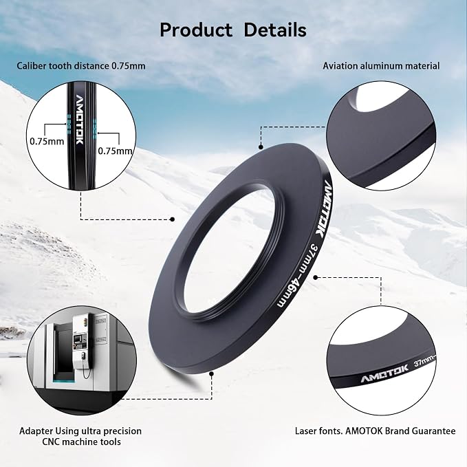 37mm Lens to 46mm Camera Lens Adapter, 37mm to 46mm Filter Step up Ring Adapter