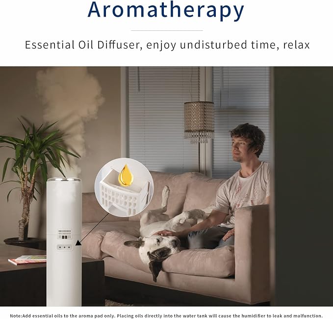 Ultrasonic Cool Mist Humidifier for Large Room Bedroom, Top Fill Humidifier(9L/2.38Gals) for Baby Adults, Smart & Remote Control, Last 60 Hours
