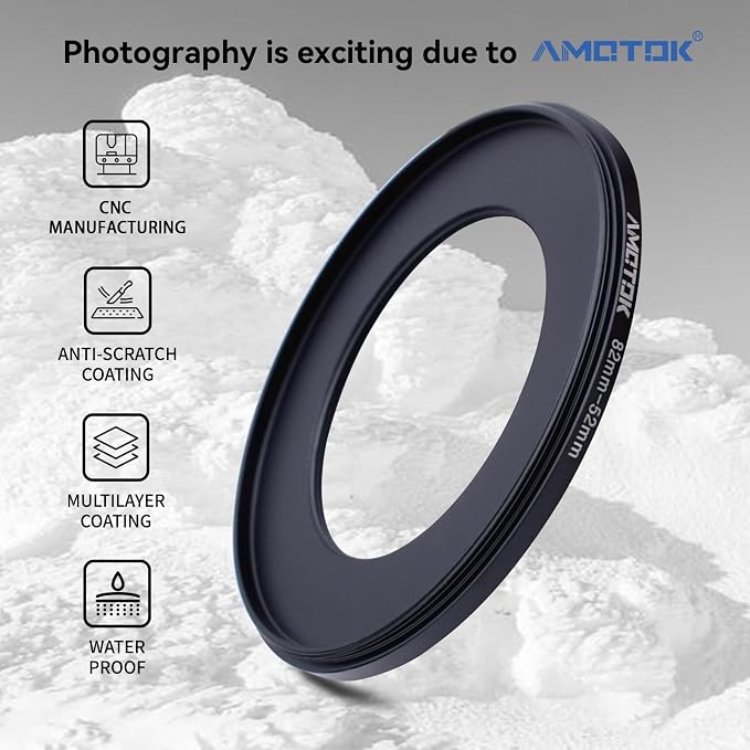 82mm Lens to 52mm Camera Lens Adapter, 82mm to 52mm Filter Step-Down Ring