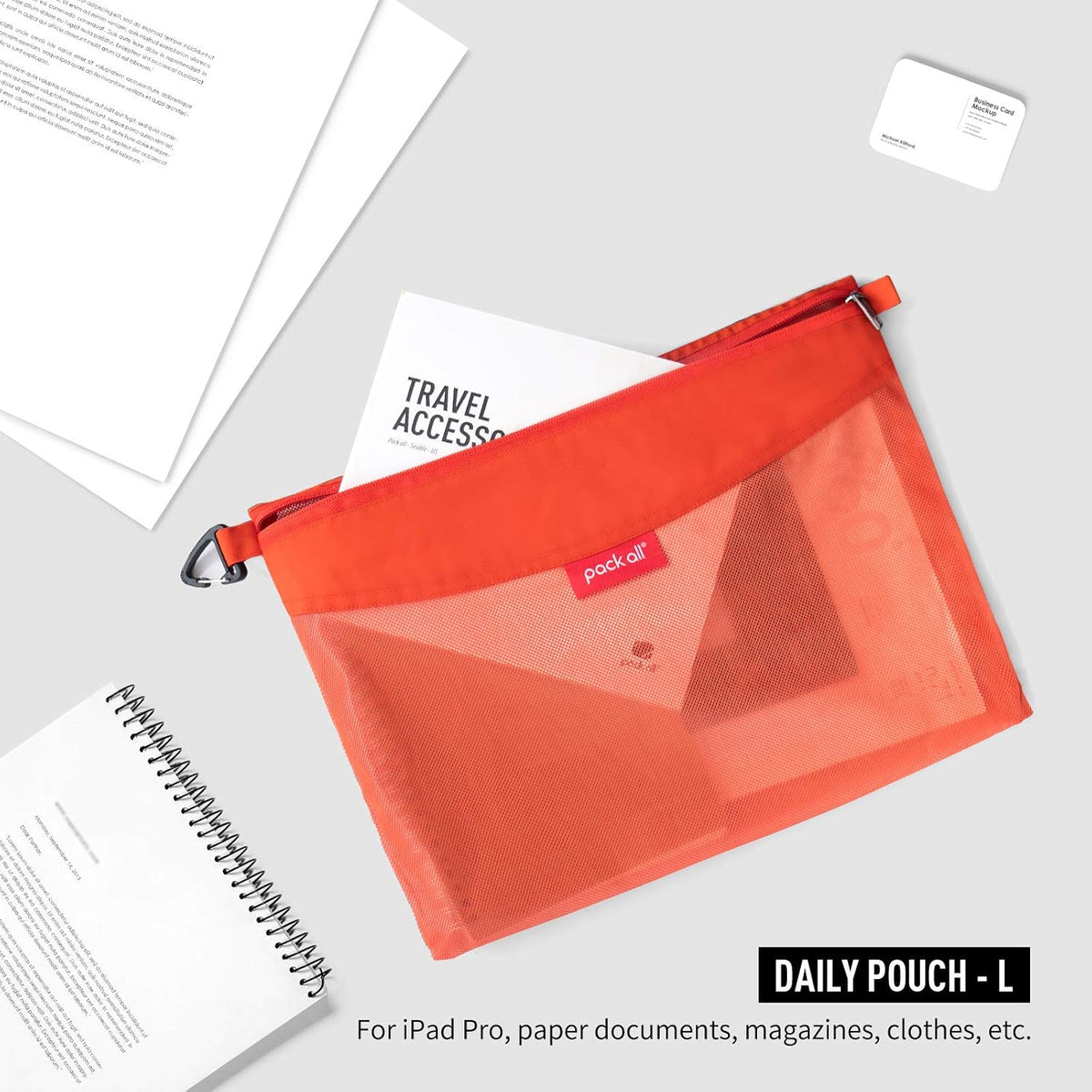 pack all Water-Resistant Zipper Pouch, Mesh Zipper Bag, 14.17"x10.23"