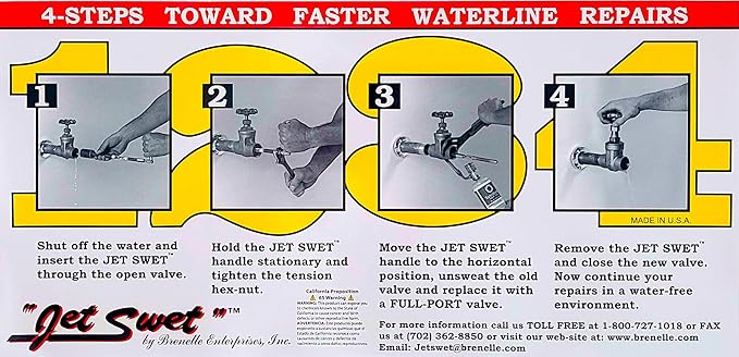 Jet Swet 2062 Temporary Pipe Plug Kit 3 Tools - Professional Water Stopper & Leak Repair Set (1/2, 3/4, 1 inch), Replacement Parts & Gaskets