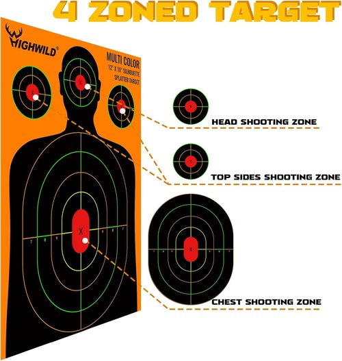Highwild Silhouette Splatter Paper Targets - Vibrant Splash Effect - 12 x 18 Inch Size