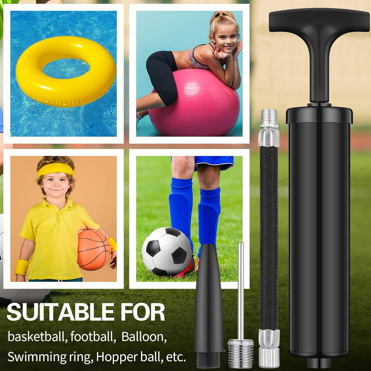 Reginary Ball Pump - 10 Pcs Sports Pump with Needle & Extension Hose for Basketball, Football, Soccer, Volleyball