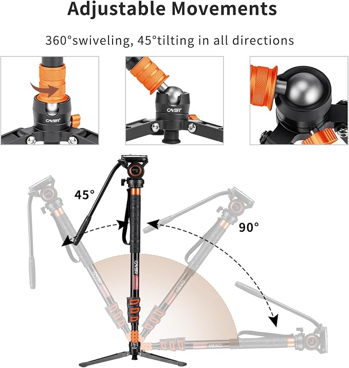 Cayer FP34 Monopod with Feet, 71 inch Aluminum Telescopic Camera Monopod with