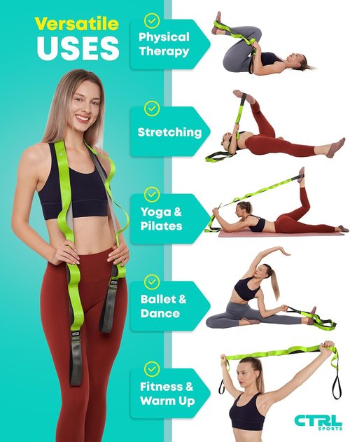 Fascia Stretching Strap by [Brand Name] - Non-Elastic Yoga & Physical Therapy Band for Enhanced Flexibility | Ideal for Hamstring & Leg Stretching