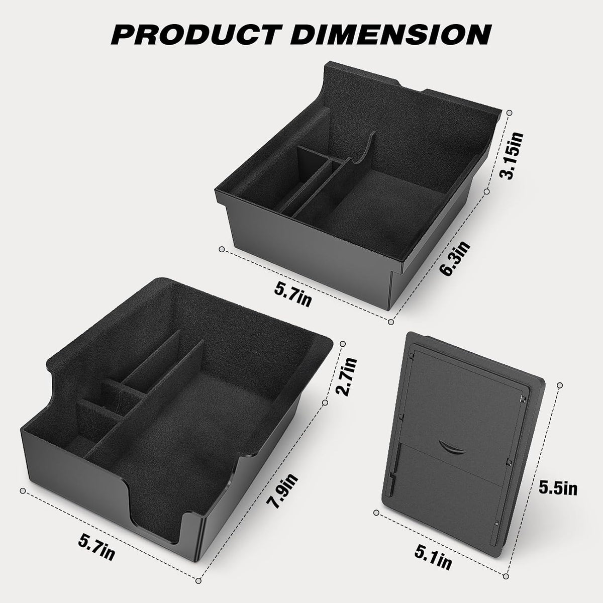Nilight Tesla Model 3/Y Center Console Organizer, Hidden Storage Box