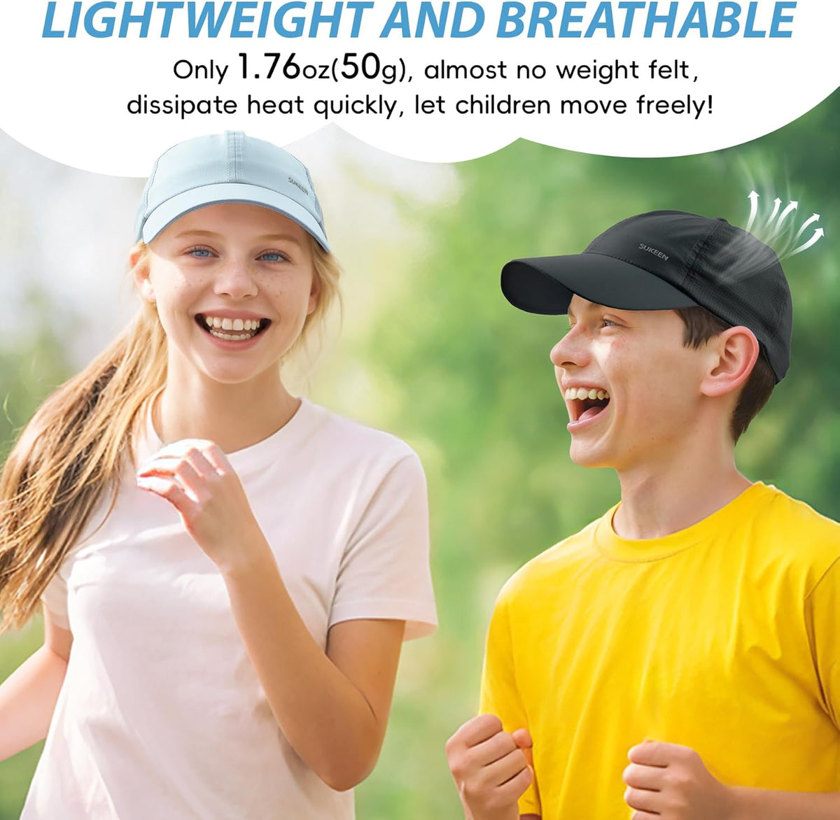 Sukeen Kids Baseball Caps - Lightweight UPF50+ Sun Hat for Boys & Girls | Quick-Dry Outdoor Performance