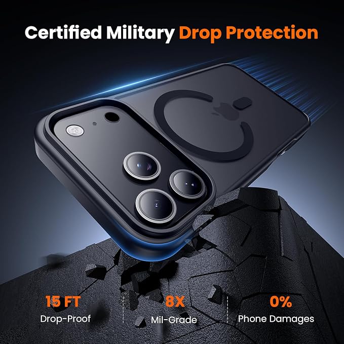 toushion 3 in 1 for iPhone 17 Pro Max Case Matte Black, Fits MagSafe, Screen