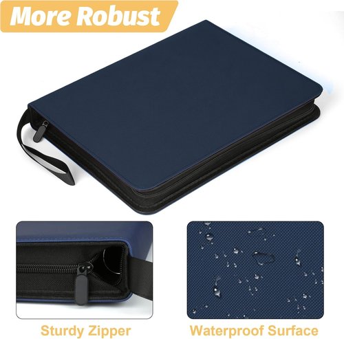 GERMUN 9 Pocket Card Binder - Premium Zip Trading Card Album for MTG, TCG & Sports Cards | Dark Blue, 720 Double-Sided Pockets