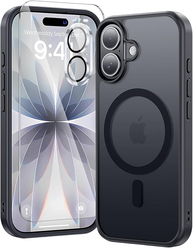 toushion 3 in 1 for iPhone 17 Case Matte Black, Fits MagSafe, Screen