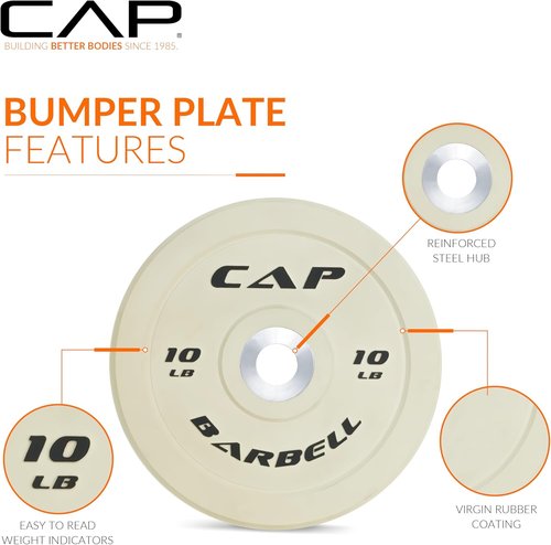CAP Barbell Rubber Olympic Bumper Plate - Durable Weight Plates for Strength Training | Multiple Colors Available