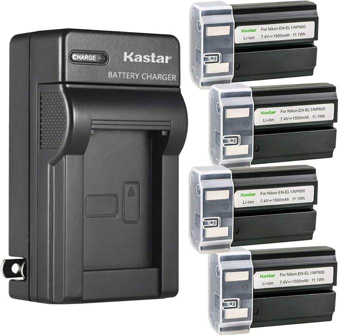 Kastar 4-Pack EN-EL1 Battery and AC Wall Charger Replacement