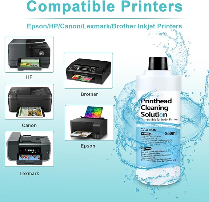 Printhead Cleaning Kit for Epson, 250mL Printer Cleaning Kit for Inkjet Printer