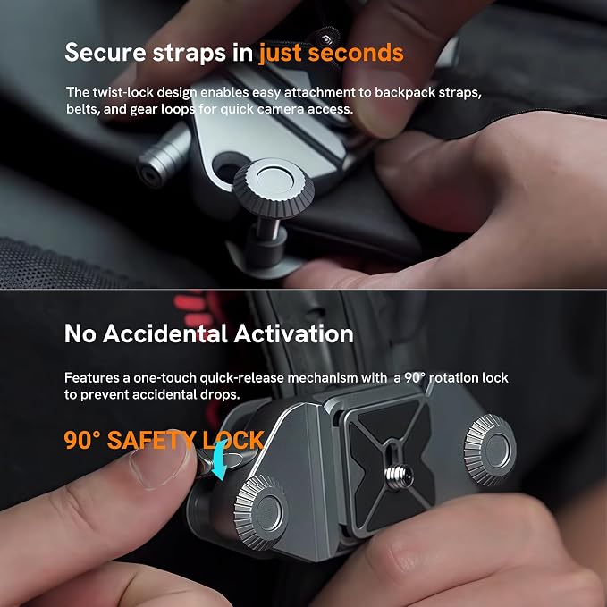 Camera Clip Backpack Clip with Quick Release Plate, Aluminum Backpack Strap