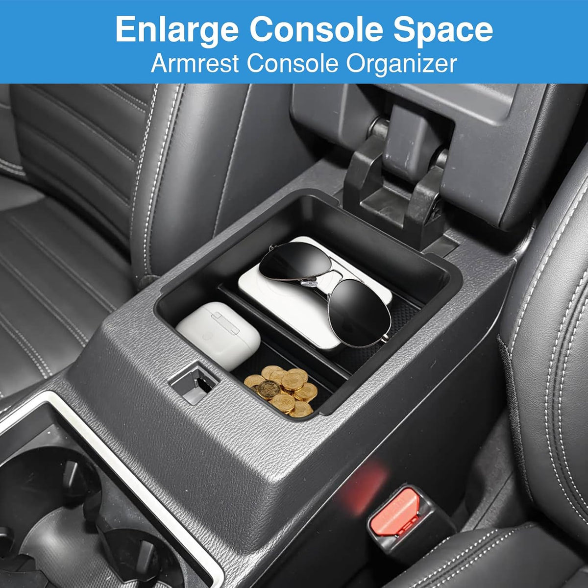 Center Console Organizer Tray for Mitsubishi Outlander 2022-2025 2026 Accessories (NOT for Outlander Sport), Armrest Storage Box Insert Tray with Non-Slip Smooth Silicone Liners Car Organizer