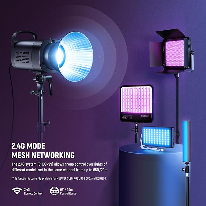 NEEWER CB100C 130w RGB LED Video Light, APP/2.4G Control 360° Full Color