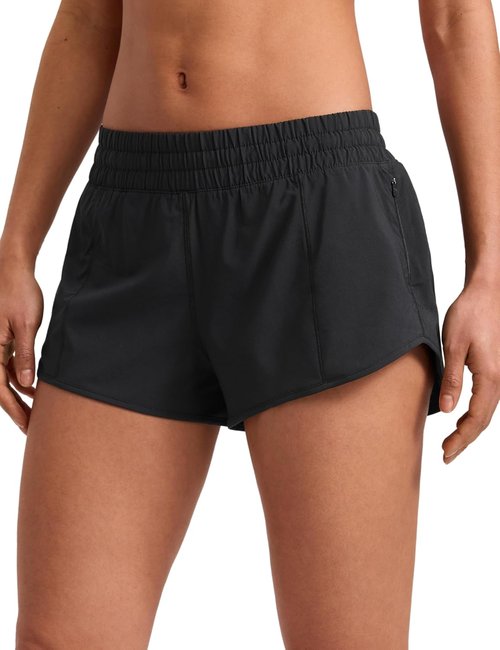 CRZ YOGA Low Waisted Running Shorts - Quick Dry Mesh Liner & Zipper Pocket for Women | 2.5" Athletic Fit