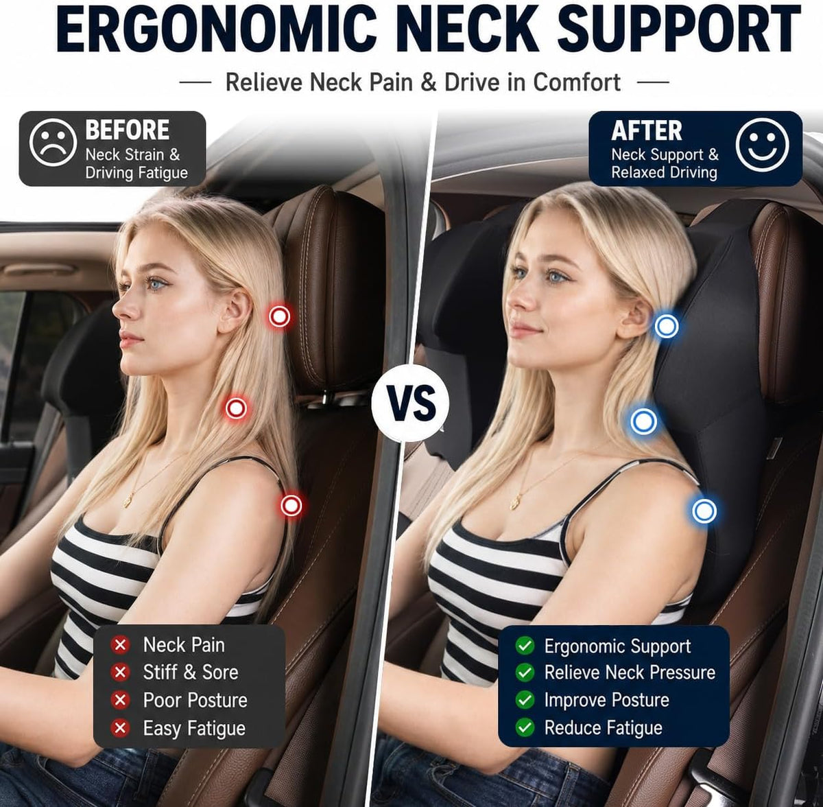 Car Headrest, Memory Foam Car Neck Pillow for Car Truck SUV RV ﻿