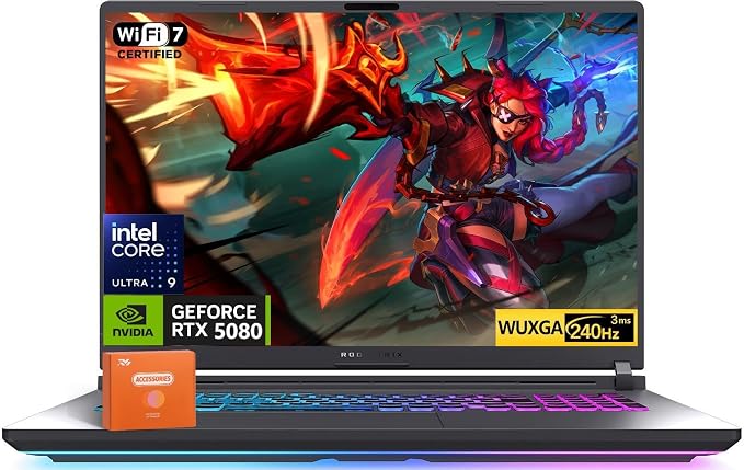 ASUS ROG Strix G18 (2025) Gaming Laptop, NVIDIA RTX 5080 16GB GDDR7, Intel Ultra 9 275HX(Up to 5.4GHz), 18" 240Hz 2.5K Premium Rog Nebula Display, WiFi 7, 64 GB DDR5 RAM, 8 TB SSD, Windows 11 Pro