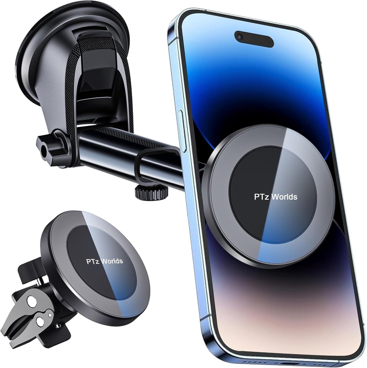Car Vent Phone Mount - Magnetic Phone Holder for Car, Very Strong Magnet, Upgrade Adjustable Screw AC Mount, Compatible with MagSafe, iPhone, Galaxy, Pixel & Other Smartphones, 360 Rotation