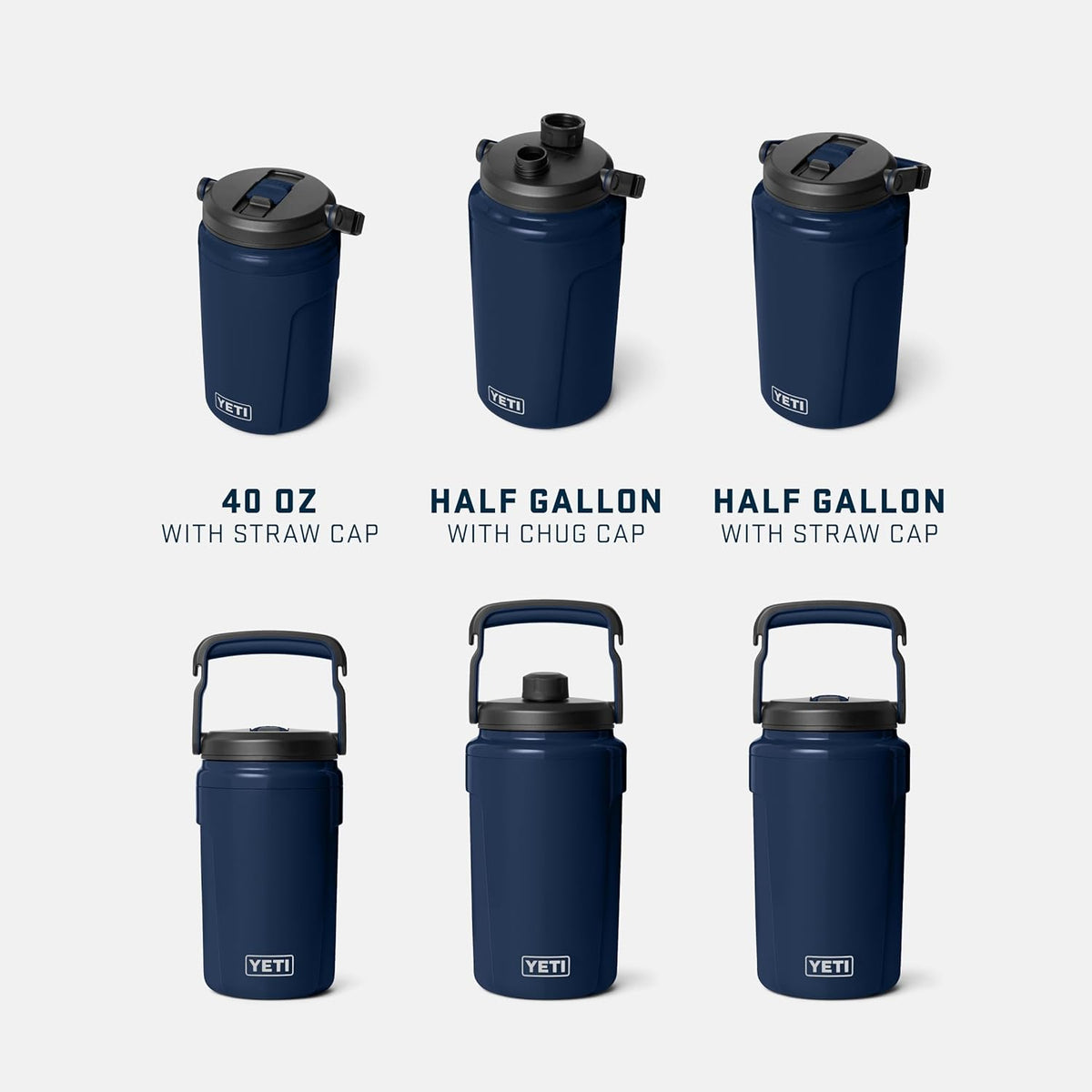 YETI Silo Half Gallon Insulated Water Jug - Lightweight, Leakproof Sports Bottle with Straw Cap & Fence Hook - Navy