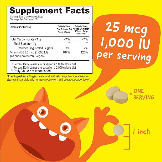 Kids Vitamin C 80mg Jelly Beans + Vitamin D3 1000 IU Chewables Bundle