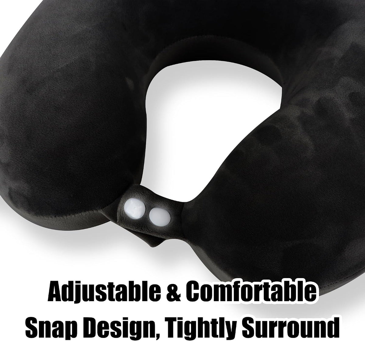 Sexysamba Pure Memory Foam Travel Pillow Set for Adults - Comfortable & Removable Machine Washable Cover, Neck Support Pillow Airplane Travel Kit with Eye Mask for Portable Plane Accessories - Black