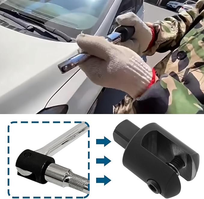 SING F LTD 2 Pcs 1/2 Inch Drive Breaker Power Knuckle Bar Head Socket Strong Arm Power Bar Head Socket Wheel Wrench Knuckle Joint, Black